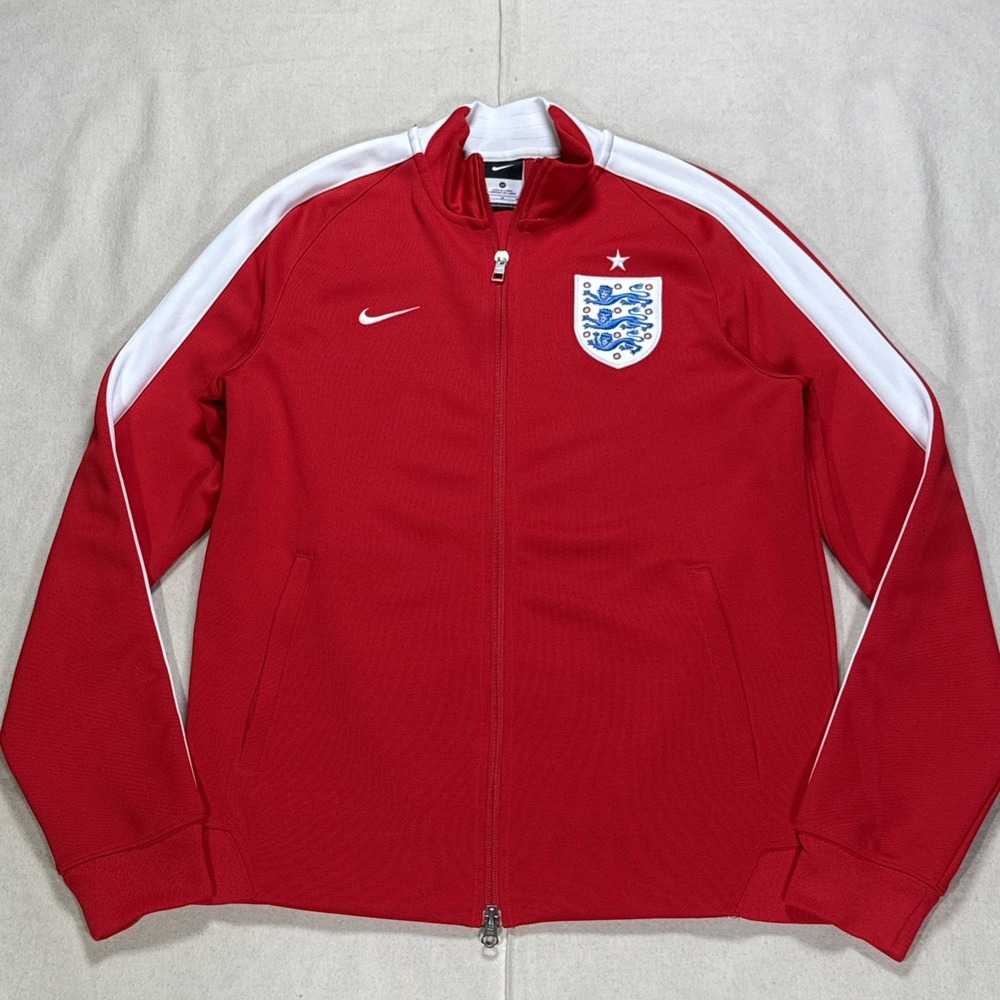 Nike England National Team Soccer Track Jacket Sz M Red Full Zip Three Lion